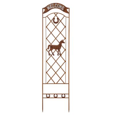 Red Shed Iron Trellis with Horse Design