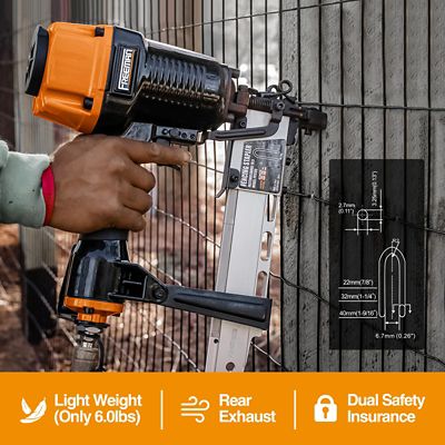 Image showing  Pneumatic 10.5 ga. 1-9/16 in. Fencing Stapler with Adjustable Metal Belt Hook and Case