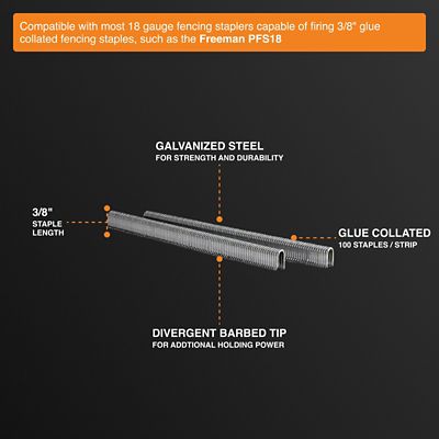 Image showing  3/8 in. Glue-Collated Barbed Fencing Staples, 18 ga.