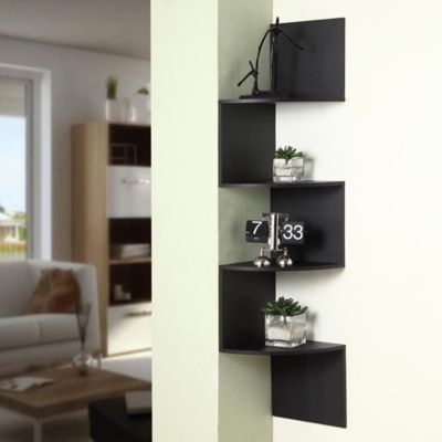 4D Concepts Corner Shelving Unit, Black