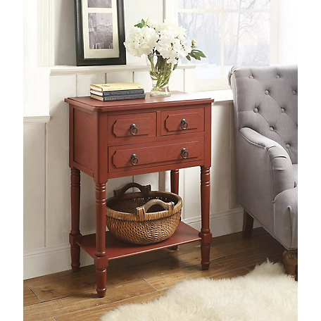 4D Concepts 3-Drawer Chest, Cottage Red