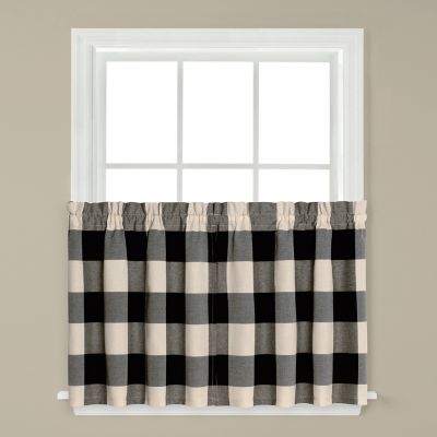 SKL Home Grandin Polyester/Cotton Tier Curtains, Black, 36 in., 1 Pair
