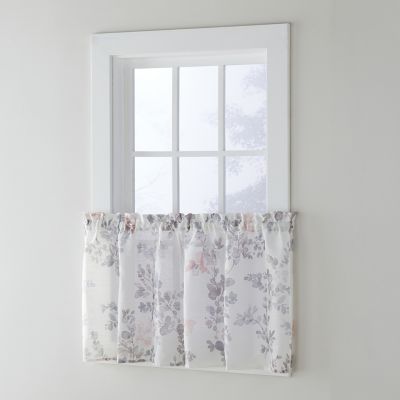 SKL Home Refresh Blush Tier Half Window Curtains, Floral Pattern, 54 in. x 24 in., 1 Pair