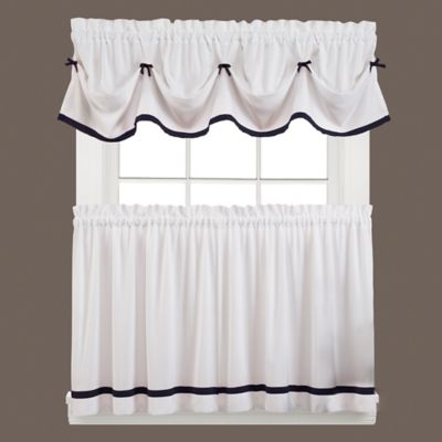 Skl Home Kate Tier Pair Half Window Curtains White Black 57 In X 24 In M7007000024t09 At Tractor Supply Co