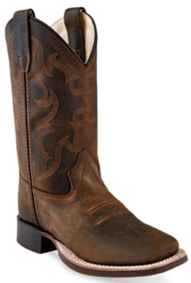 Old West Unisex Kids Leather Square Toe Western Boots, BSC1904
