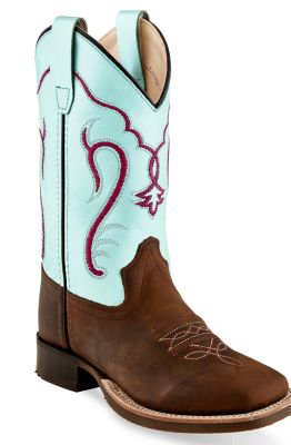 Old West Unisex Kids' Leather Square Toe Western Boots, BSC1909