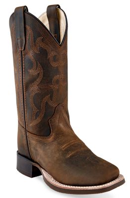 Old West Unisex Kids' Leather Square Toe Western Boots, BSC1904 at 