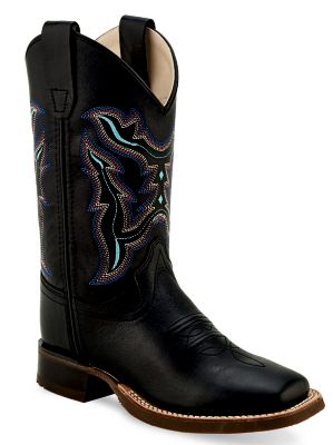 Old West Boys' Leather Square Toe Western Boots, BSC1896
