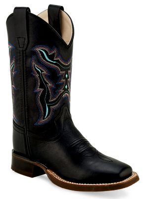 Old West Leather Western Boots, Black