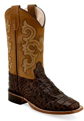 Old West Boys' Leather Western Boots, Brown/Tan