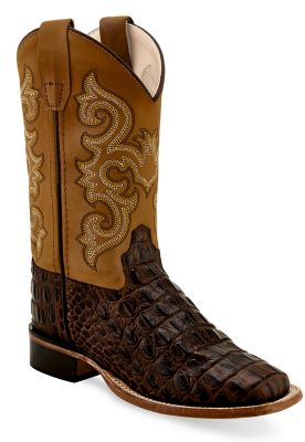 Old West Boys' Leather Western Boots, Brown/Tan, 1-Pair