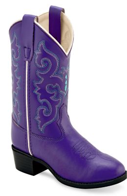 Old West Girls' Round Toe Western Boots, 4-Row Stitch, 1-Pair