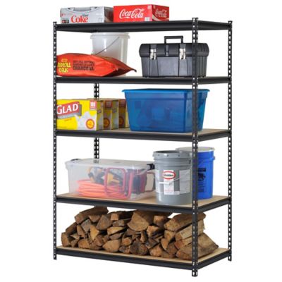 Image showing 5 th Muscle Rack 5-Shelf 48 x 18 x 72in. Shelving Unit, Black