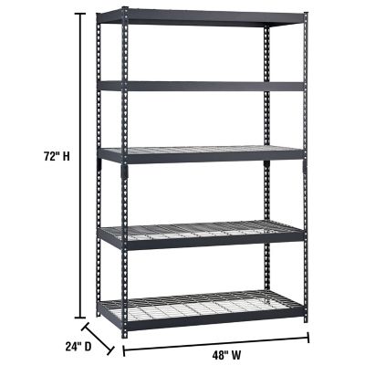 Image showing  5-Shelf 48 in. x 24 in. x 72 in. Metal Shelving Unit