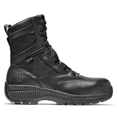 timberland black leather waterproof work boots