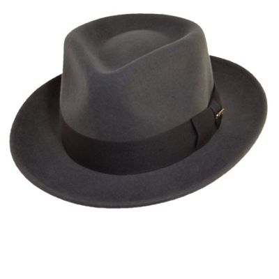 Scala Wool Felt Diamond Crown Fedora Hat, Black