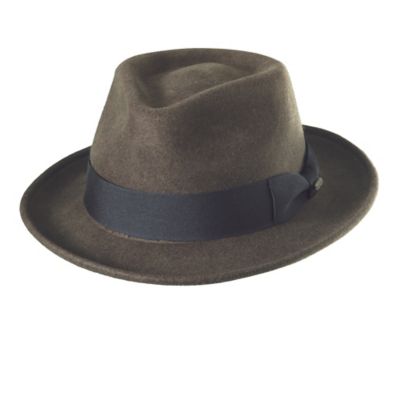 Scala Men's Diamond Crown Wool Felt Fedora Hat, Black