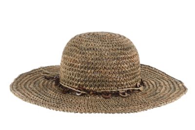 Scala Crochet Seagrass Sun Hat with Wood Trim