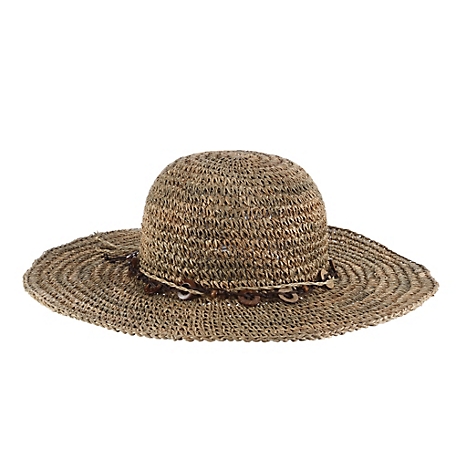 Scala Crochet Seagrass Sun Hat with Wood Trim