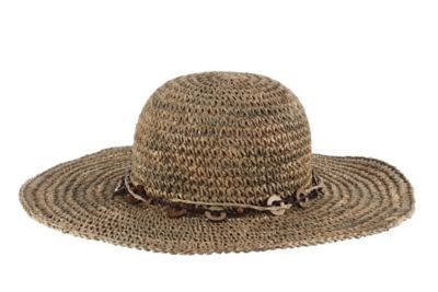 Image showing  Crochet Seagrass Sun Hat with Wood Trim