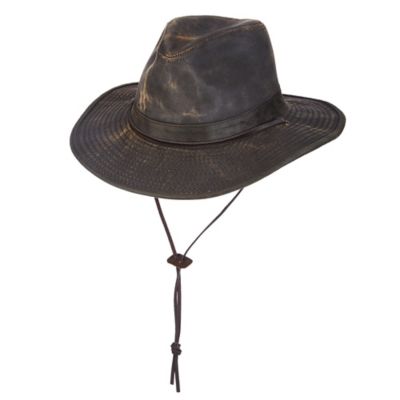 DPC Men's Weathered Cotton Big Brim with Leather Cord Hat