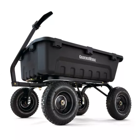 GroundWork 8 cu Polyethylene dump cart with 1 400 lb ft capacity. Garden Carts