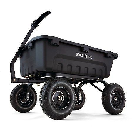 GroundWork 8 cu. ft. 1,400 lb. Capacity Towable Poly Dump Cart