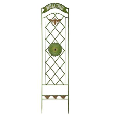 Red Shed Iron Trellis with Flower Design