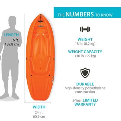 Image showing  6 ft. Wave Sit-on-Top Youth Kayak, Orange