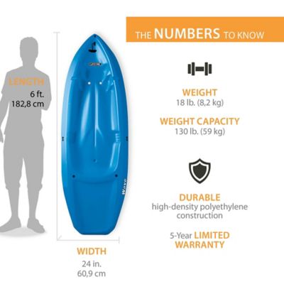 Image showing  6 ft. Wave Sit-on-Top Youth Kayak, Blue
