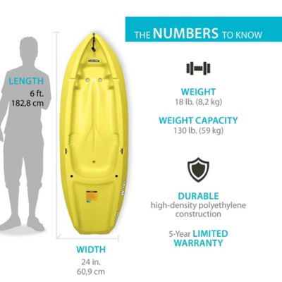 Image showing  6 ft. Wave Sit-on-Top Youth Kayak, Yellow, 90100