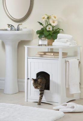 Zoovilla Cat Washroom Litter Box Cover, White