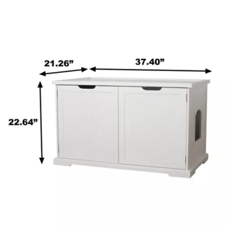 Zoovilla Large Cat Toilet Bench White Litter Box Enclosures