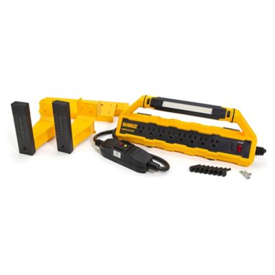 DeWALT 8 Outlet 3 USB Ports 15A GFCI Power Strip Station with Rechargeable LED Work Light