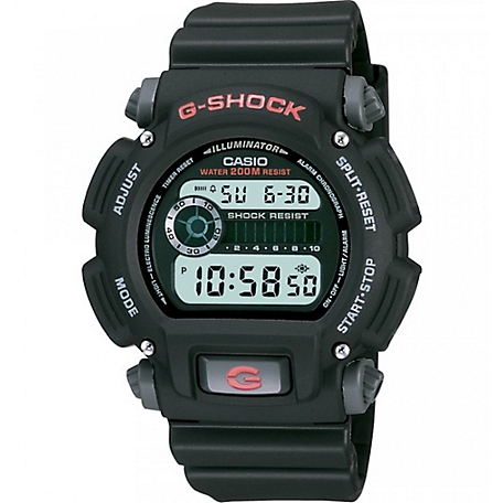 G SHOCK Men's Digital Wrist Watch, Red Accents, 200 m Water Resistance, DW9052-1V