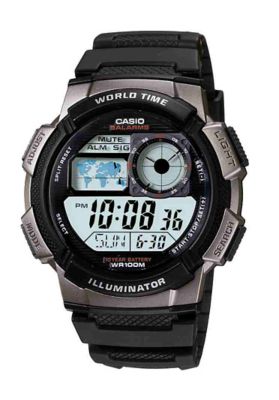 CASIO Men's Sport Digital World Time Watch, 10-Year Battery, AE1000W-1BVCF