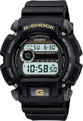 G SHOCK Men's Digital Wrist Watch, Yellow Accents, 200 m Water Resistance, DW9052-1BCG