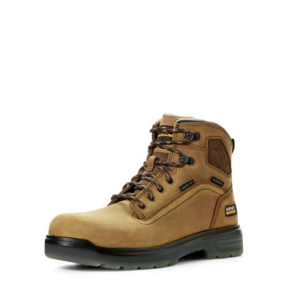Ariat Men's Turbo Full-Grain Leather Carbon Toe Waterproof Work Boots, 6 in. Best work shoes