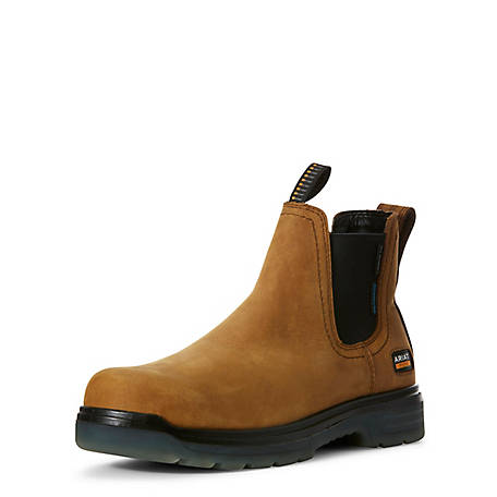 Ariat Men's Turbo Chelsea Waterproof Carbon Toe Work Boot, Waterproof  Full-Grain Leather