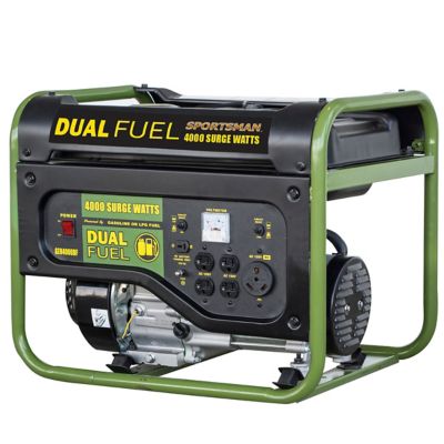 Sportsman 3,500-Watt Dual Fuel Portable Generator Having the option of gas or propane is ideal!!  The propane last a long time!!
