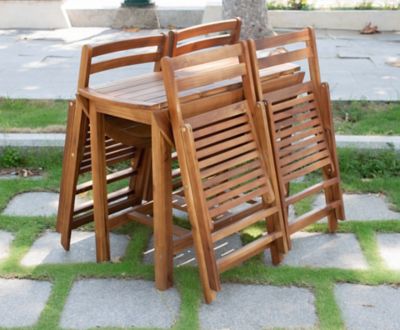 Image showing  4 pc. Acacia Folding Dining Chair Set