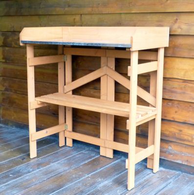 Image showing  Galvanized Metal Folding Utility Table and Potting Bench, 15.75 in. x 31.89 in. x 34.06 in.