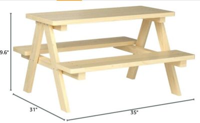 Image showing 6 th turtleplay Kids' Wooden Picnic Table, 100 lb. Weight Capacity