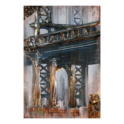 Crestview Collection Bridge Hand-Painted Wall Art, 32 in. x 48 in.