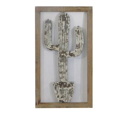 Crestview Collection Ashtar Cactus Wooden Wall Decor, 15 in. x 27 in.