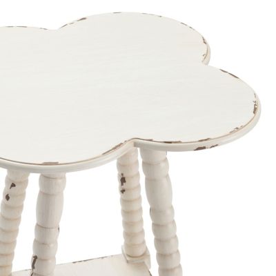 Image showing  Clover Shaped Accent Table, Aged White