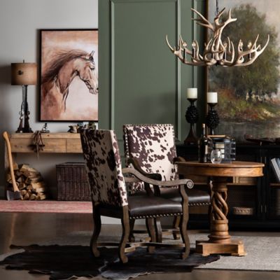 Image showing  24 in. x 30 in. x 42.25 in. Mesquite Ranch Faux Cowhide Armchair