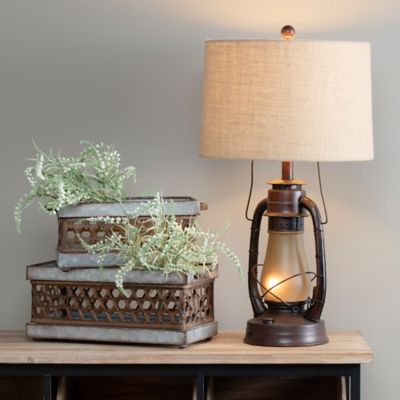 Image showing 6 th Crestview Collection 28 in. H Lauren Vintage Table Lamp, Rust Red
