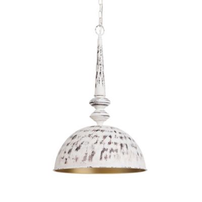 Crestview Collection 1-Light Large Dahlia Pendant Light, 16 in. x 16 in. x 29 in., Antique White