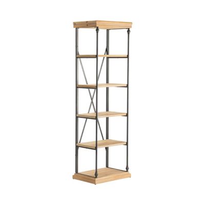 Crestview Collection La Salle Rectangular Metal and Wood Etagere, 24 in. x 17 in. x 77 in.